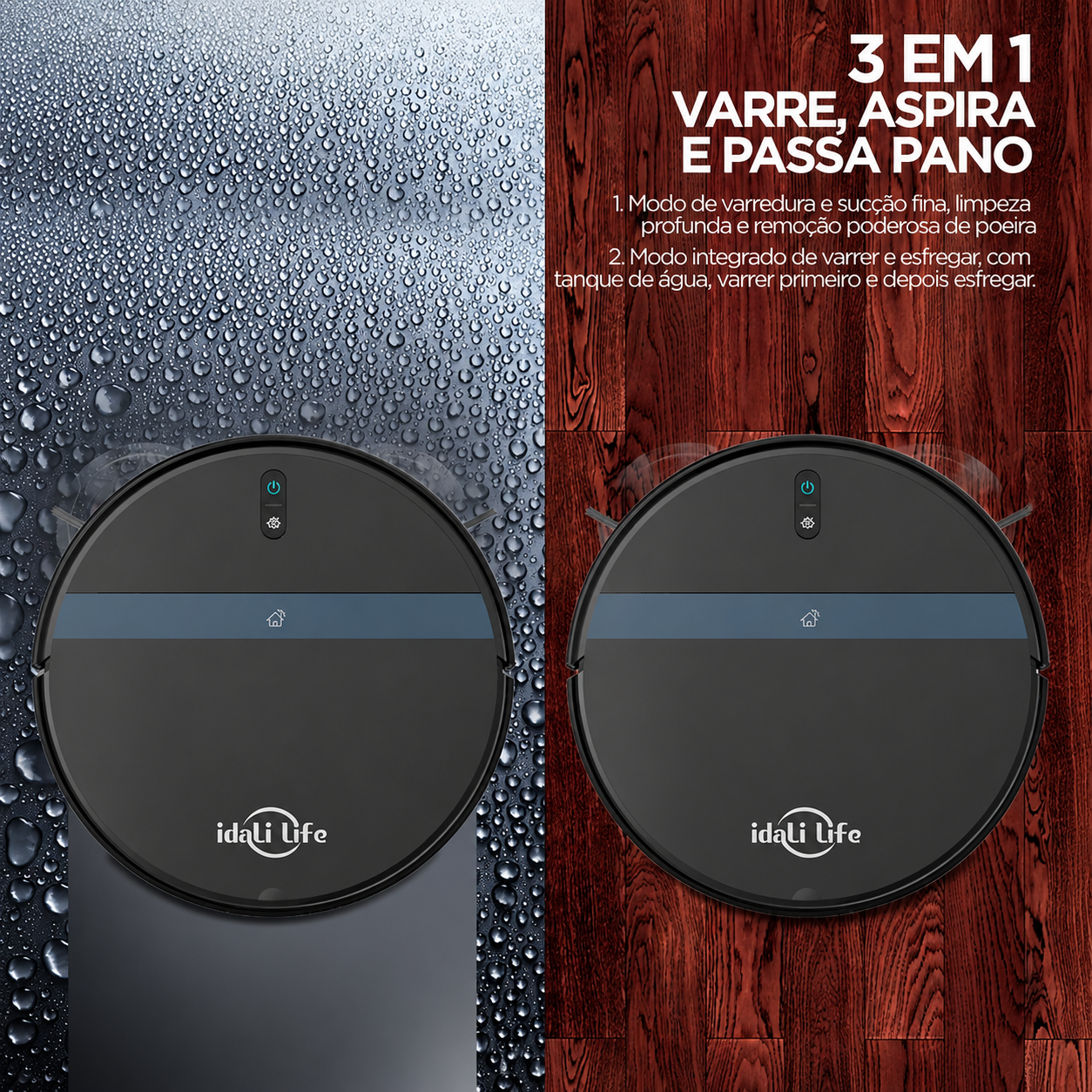 3 em 1: varre, aspira e passa pano