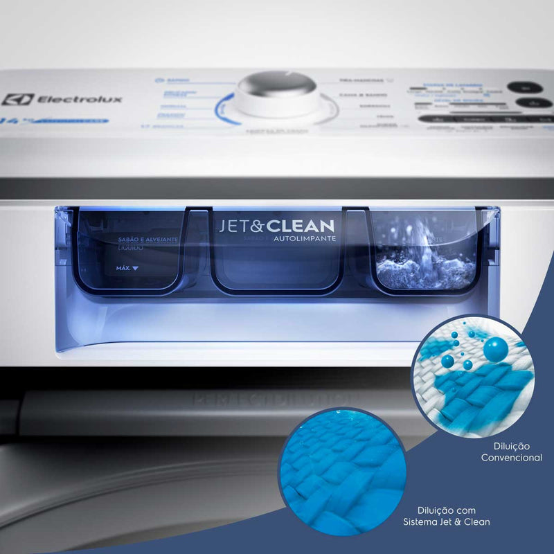 Máquina de Lavar Electrolux 14Kg Essential Care Cesto Inox LED14 Branca 127V