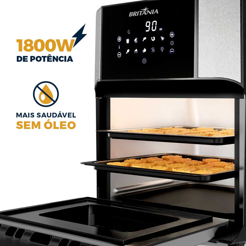 Fritadeira Elétrica Air Fryer Oven Britânia BFR2100P 4 em 1 12L 1800W