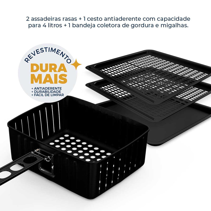 Fritadeira Elétrica Air Fryer Oven Britânia BFR2100P 4 em 1 12L 1800W