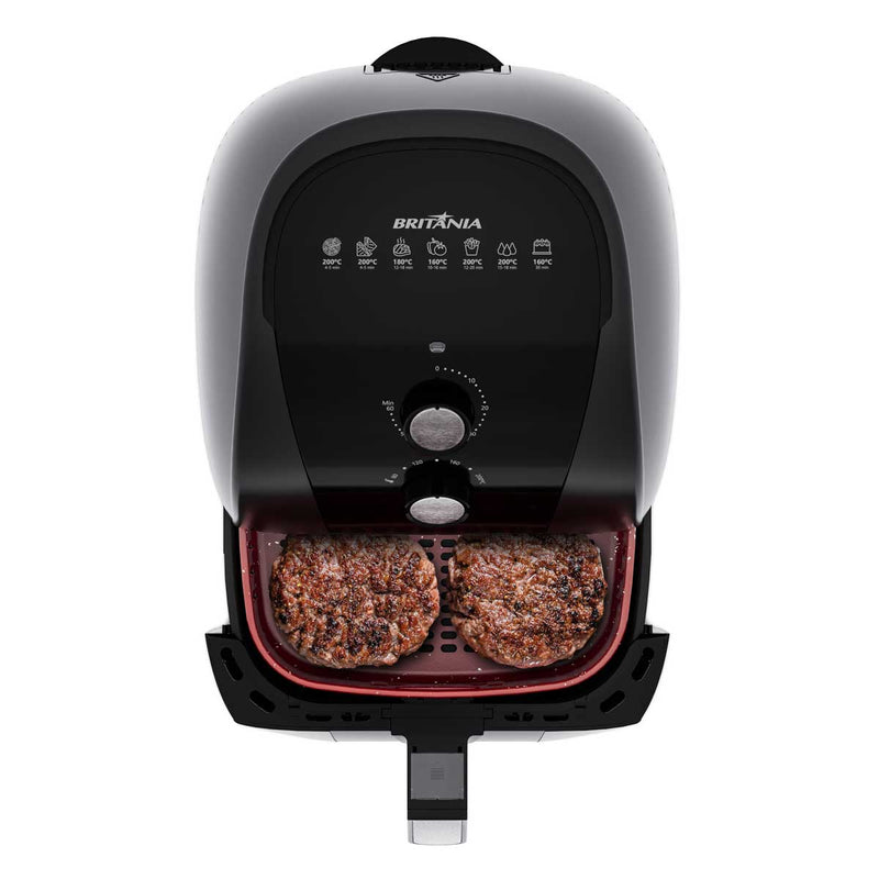 Fritadeira Elétrica Sem Óleo Air Fryer Britânia 5.5L 1500W BFR50 Redstone Preto com Inox 127V