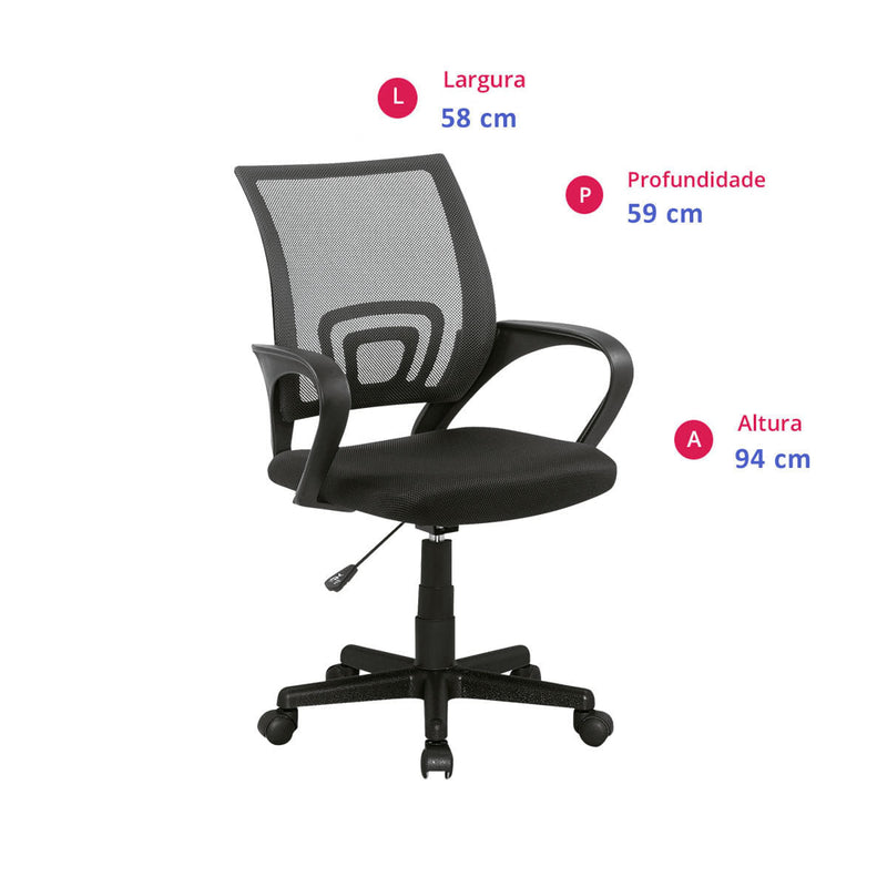 Cadeira de Escritório Carrefour Home Preta