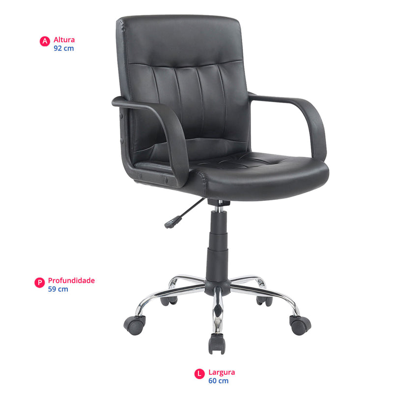 Cadeira de Escritório Carrefour Home Basic Preta em Couro