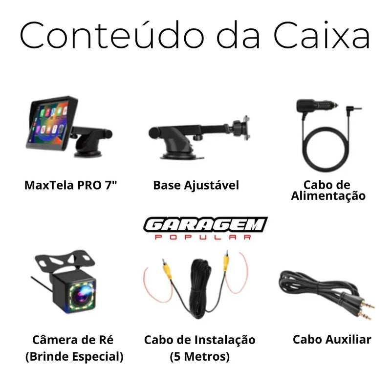 Tela Multimídia com CarPlay e Android Auto | MaxTela Pro | + 🎁 Brinde Exclusivo