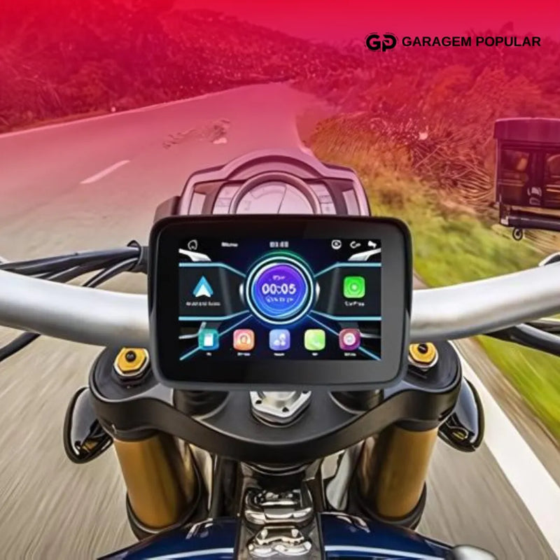 Tela Multimidia Moto com CarPlay e Android Auto | MaxTela Pro Moto 1.0 | + Brinde Exclusivo