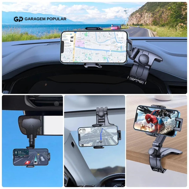 Porta Celular Rotativo para Carros e Mesas com Suporte Ajustável